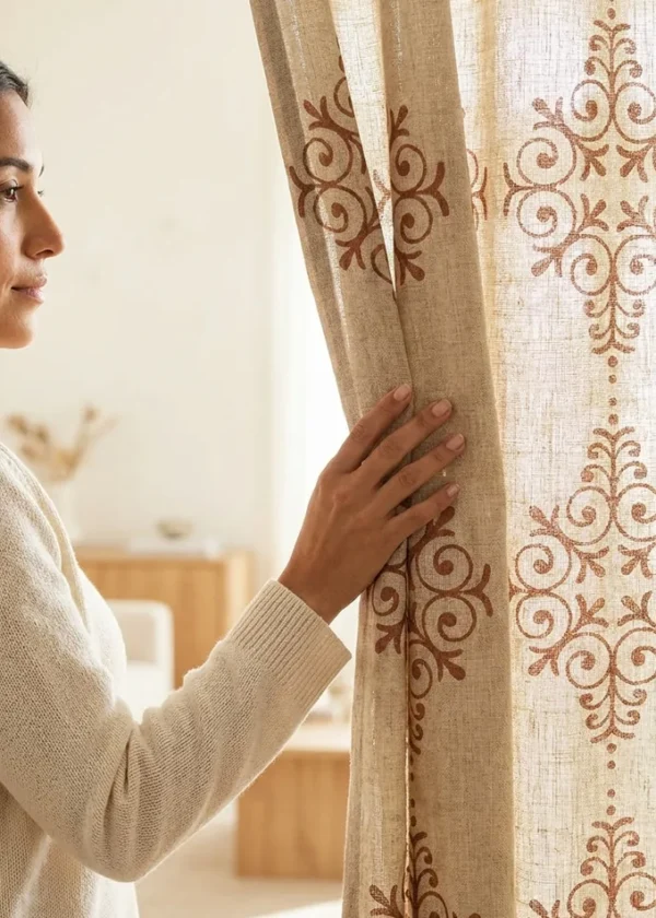 Cortinas de Lino Estampado – Juego de 2 Paños
