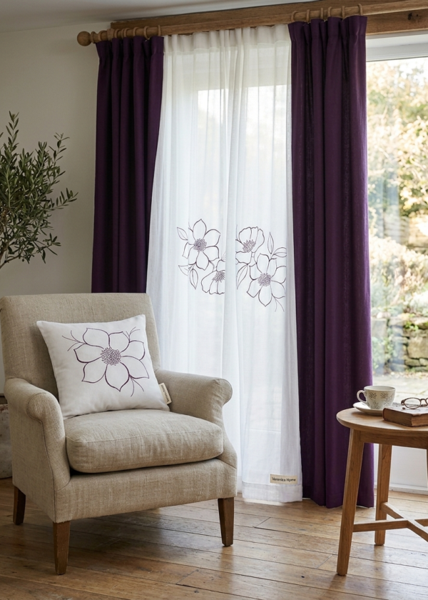 Cortinas + voiles + almohadón