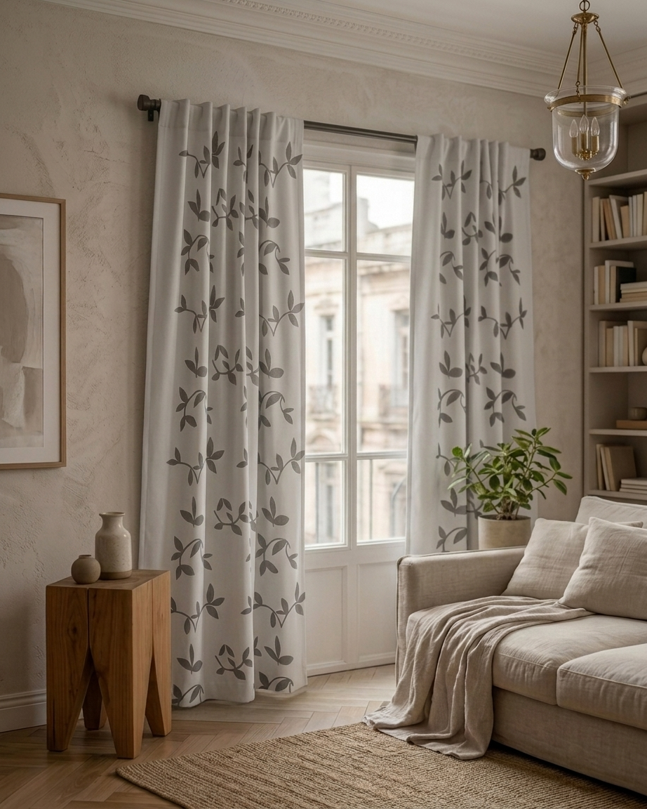 Juego Cortinas Black Out Textil estampado