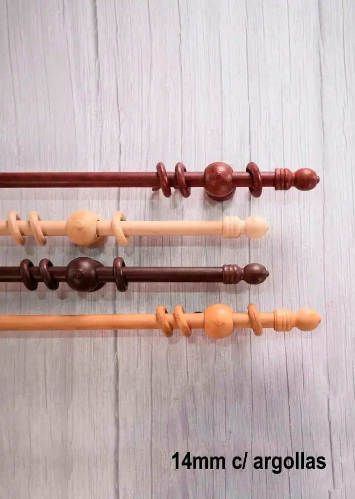 Barral De Madera Para Cortina Con Argollas En 14 Mm