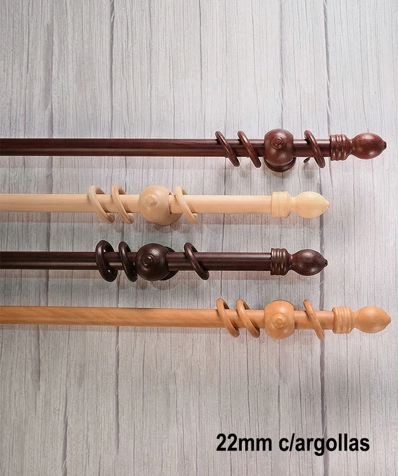 Barrales Para Cortinas De Madera En 22 Mm Con Argollas